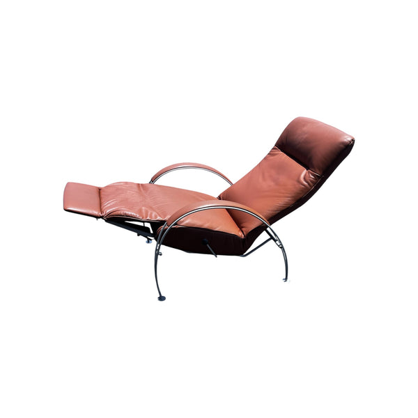 Postmodern Mocha Leather Billie Lafer Reclining Lounge Chair
