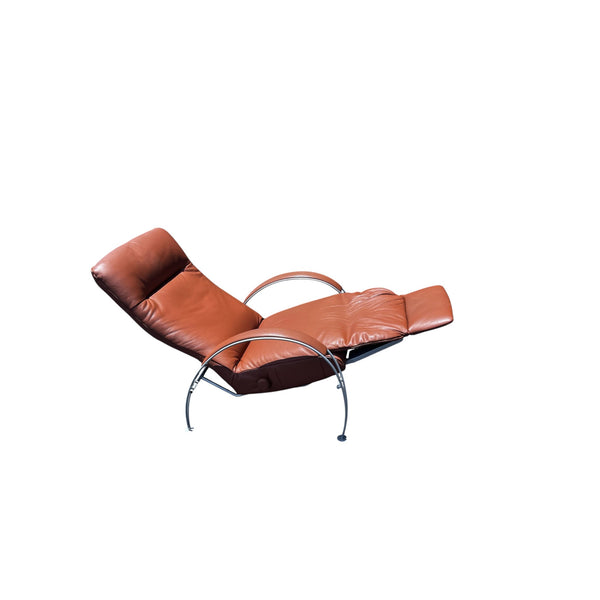 Postmodern Mocha Leather Billie Lafer Reclining Lounge Chair