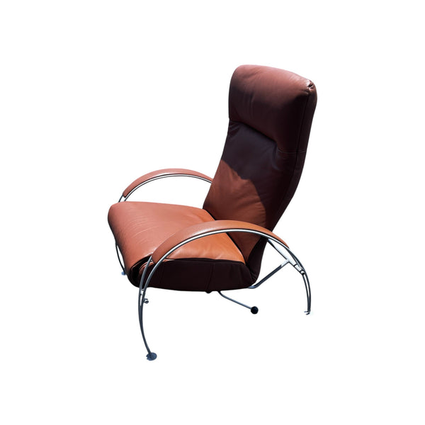 Postmodern Mocha Leather Billie Lafer Reclining Lounge Chair