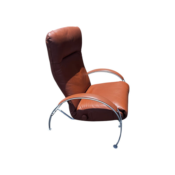 Postmodern Mocha Leather Billie Lafer Reclining Lounge Chair