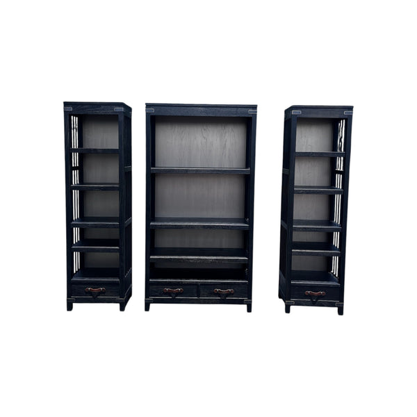 Arhaus complete office set 3 Tremont bookcases, Alderson desk and matching writing table.