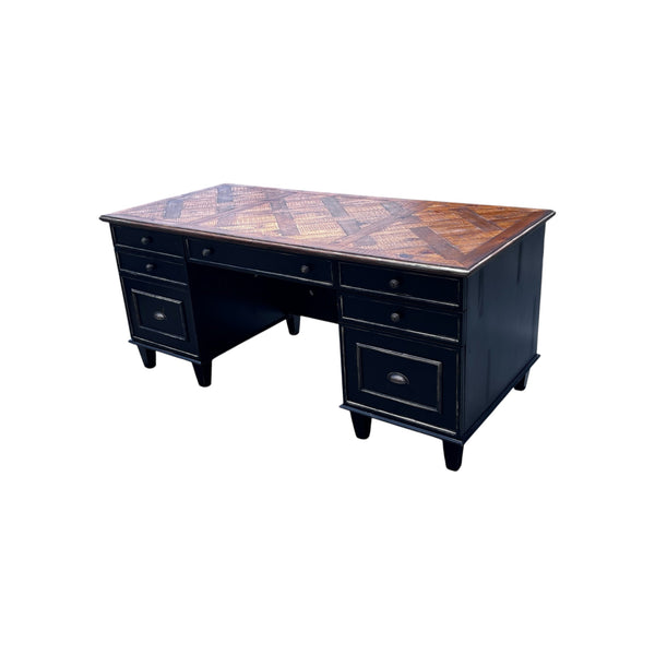 Arhaus complete office set 3 Tremont bookcases, Alderson desk and matching writing table.