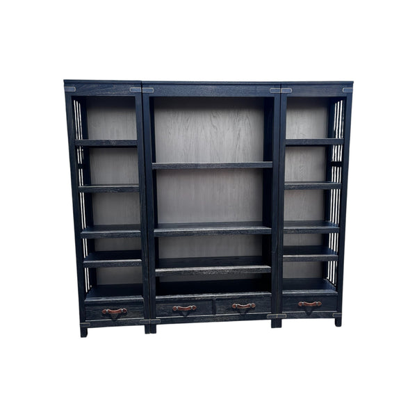 Arhaus complete office set 3 Tremont bookcases, Alderson desk and matching writing table.