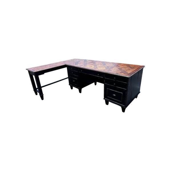 Arhaus complete office set 3 Tremont bookcases, Alderson desk and matching writing table.