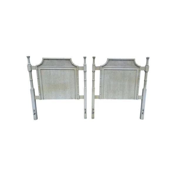 Pagoda Faux Bamboo Twin Headboards Pair, Hollywood Regency