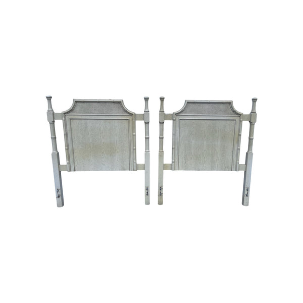 Pagoda Faux Bamboo Twin Headboards Pair, Hollywood Regency
