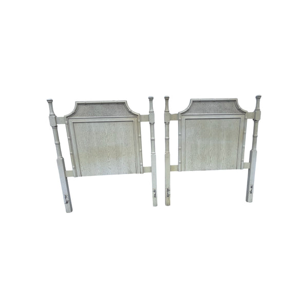 Pagoda Faux Bamboo Twin Headboards Pair, Hollywood Regency