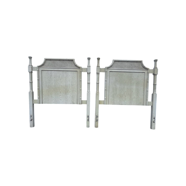 Pagoda Faux Bamboo Twin Headboards Pair, Hollywood Regency