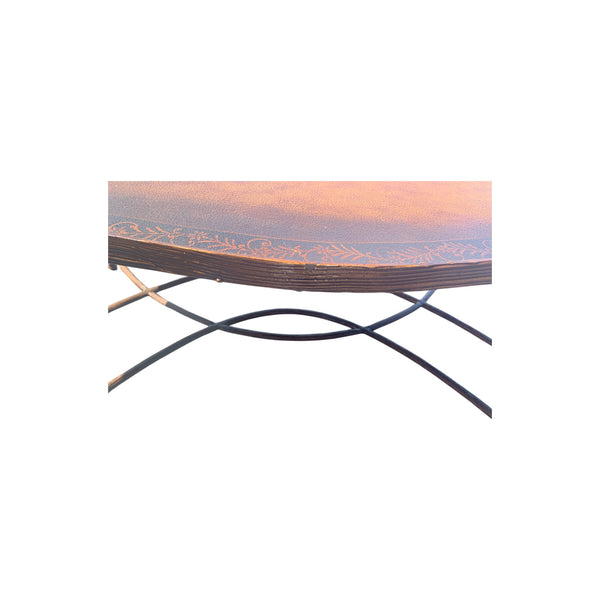 Vintage Gilded Iron Faux Bois Coffee Table with Tole Painted Tray Style Top