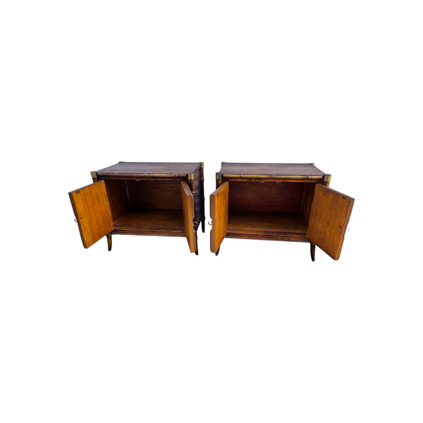 Hollywood Regency Faux Bamboo Nightstands by Stanley Furniture - A Pair