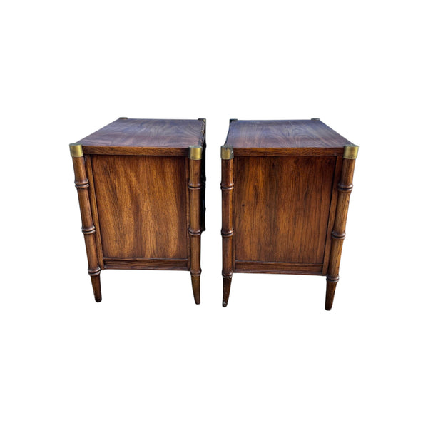 Hollywood Regency Faux Bamboo Nightstands by Stanley Furniture - A Pair