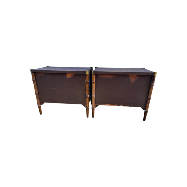 Hollywood Regency Faux Bamboo Nightstands by Stanley Furniture - A Pair