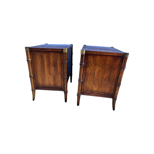 Hollywood Regency Faux Bamboo Nightstands by Stanley Furniture - A Pair