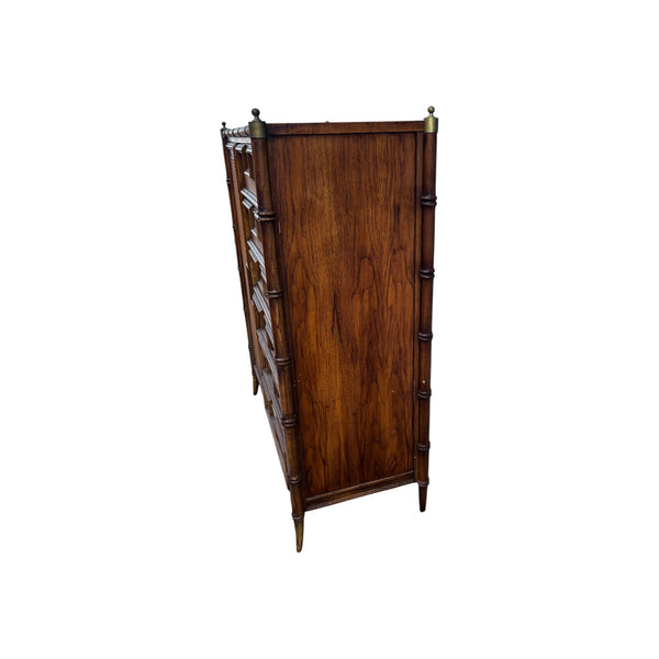 Hollywood Regency Chinoiserie Faux Bamboo Armoire Highboy  by Stanley