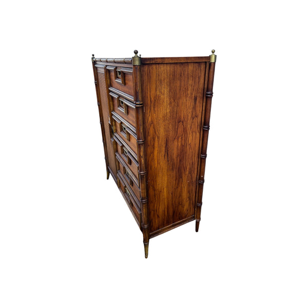 Hollywood Regency Chinoiserie Faux Bamboo Armoire Highboy  by Stanley