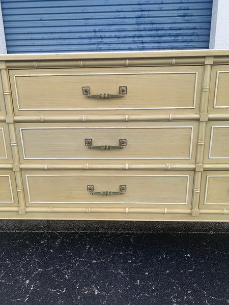 Vintage Henry Link Hali Bai Collection Faux Bamboo 9 drawer dresser