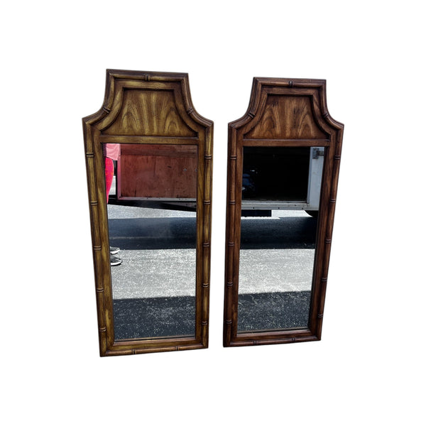 Stanley Hollywood Regency Chinoiserie Faux Bamboo Triple Dresser with Mirrors