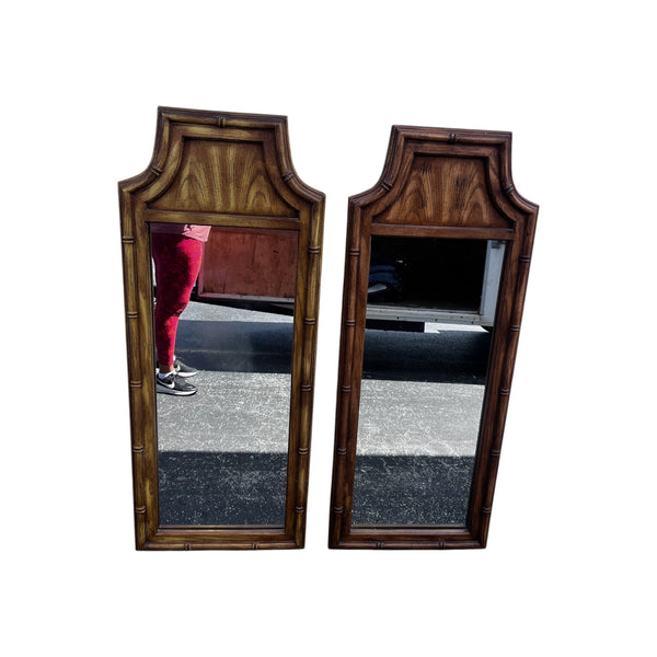 Stanley Hollywood Regency Chinoiserie Faux Bamboo Triple Dresser with Mirrors