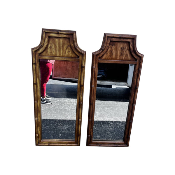 Stanley Hollywood Regency Chinoiserie Faux Bamboo Triple Dresser with Mirrors