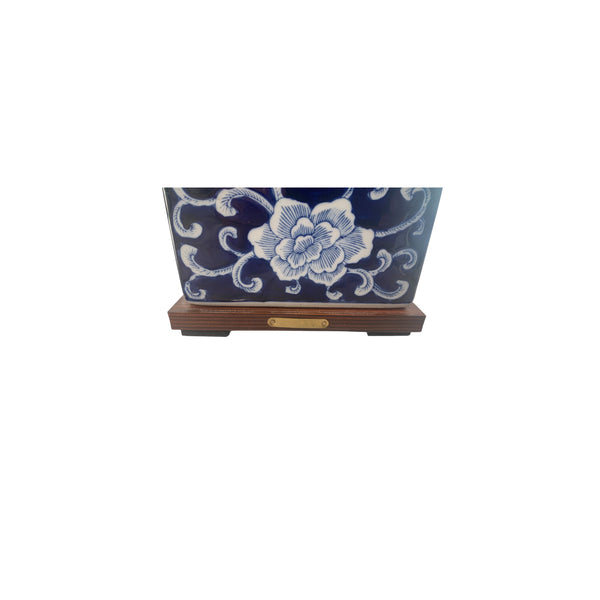 Ralph Lauren Porcelain Asian Chinoiserie Floral Blue & White Table Lamp + Shade