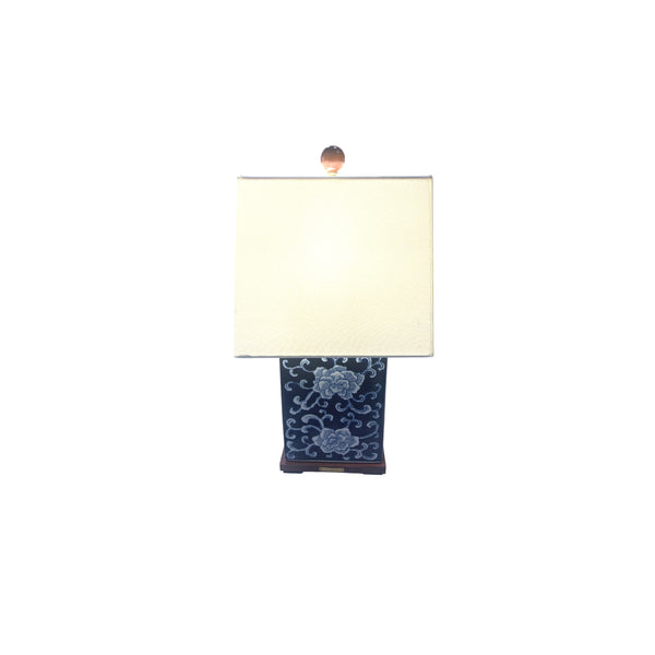 Ralph Lauren Porcelain Asian Chinoiserie Floral Blue & White Table Lamp + Shade