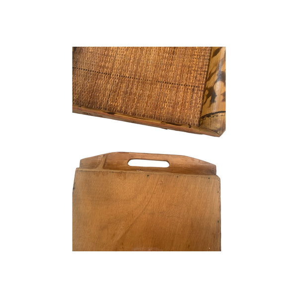 Vintage burnt bamboo serving trays set of 2
