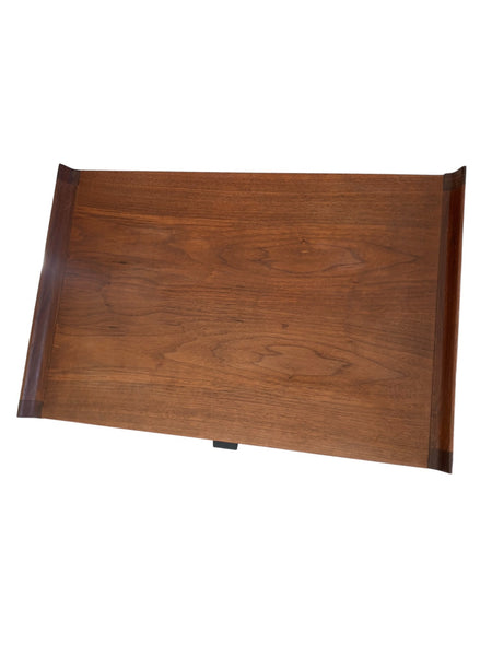 Founders Furniture End Table Walnut with Cane Magazine Shelf