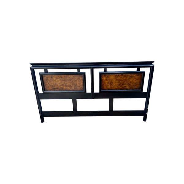 CENTURY Chin Hua Chinoiserie Black Lacquered King Size headboard Raymond Sabota