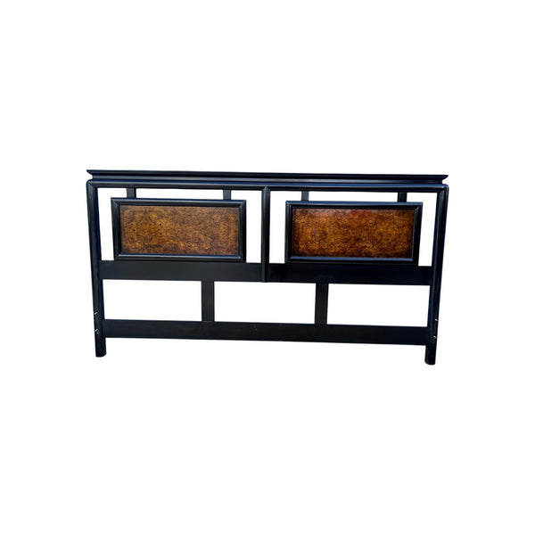 CENTURY Chin Hua Chinoiserie Black Lacquered King Size headboard Raymond Sabota
