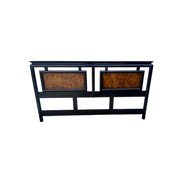 CENTURY Chin Hua Chinoiserie Black Lacquered King Size headboard Raymond Sabota