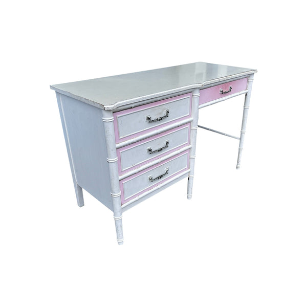 Henry Link  faux Bamboo 4 Drawer Desk Hollywood regency