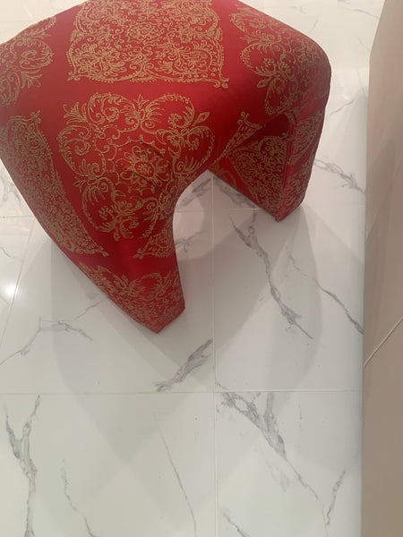 1980s Vintage Postmodern Red /golden Fabric Waterfall Bench