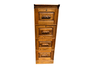 Solid Oak 4 Drawer Legal Size File Cabinet