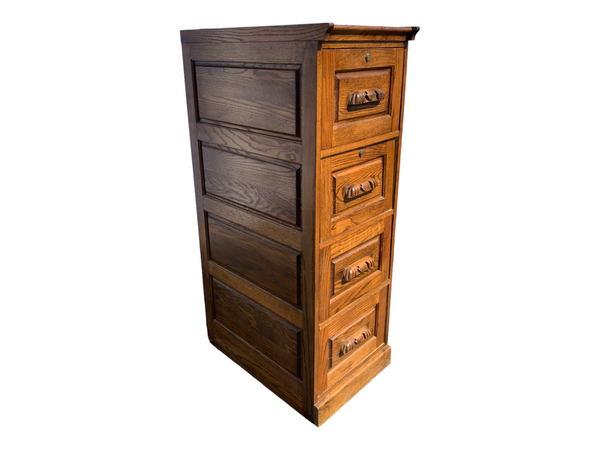 Solid Oak 4 Drawer Legal Size File Cabinet