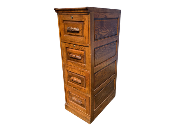 Solid Oak 4 Drawer Legal Size File Cabinet