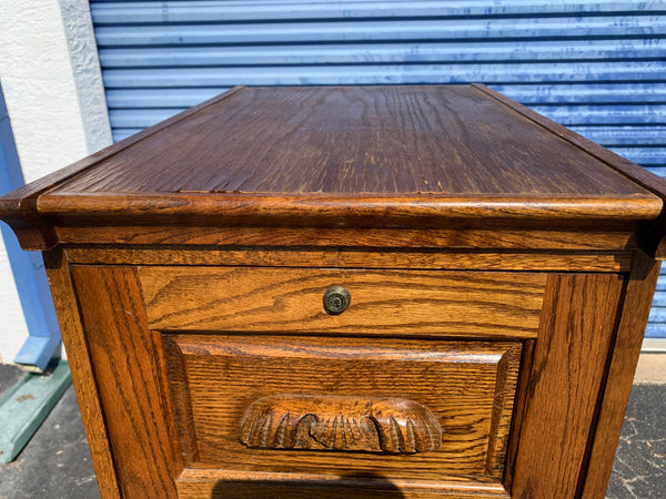 Solid Oak 4 Drawer Legal Size File Cabinet