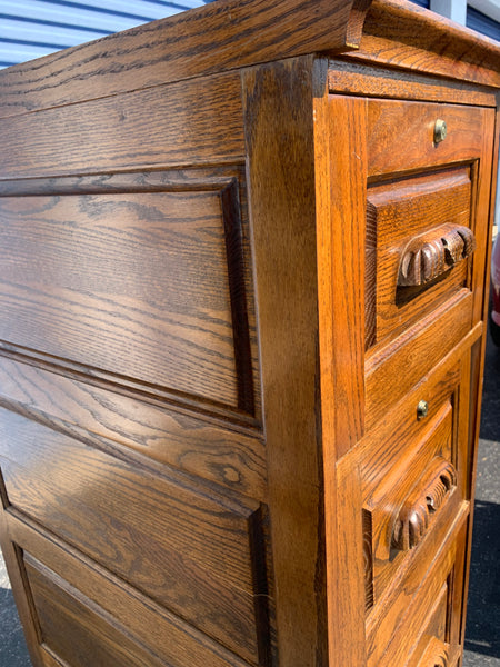 Solid Oak 4 Drawer Legal Size File Cabinet