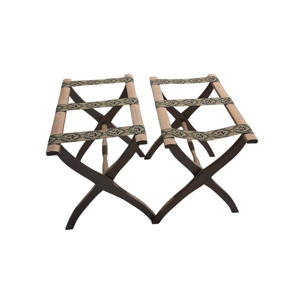 Pair Vintage Scheibe Style Wooden Luggage Rack Stand Tapestry Boho original
