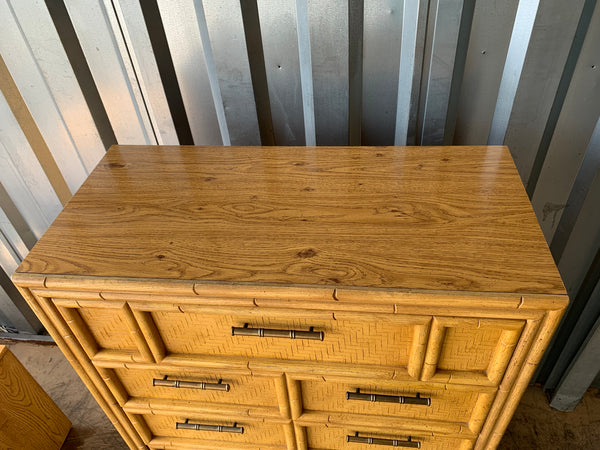 Mid-Century Lea Faux Bamboo & Rattan Chest