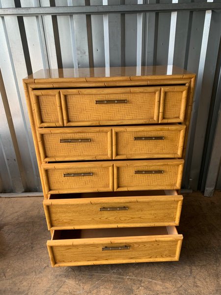 Mid-Century Lea Faux Bamboo & Rattan Chest