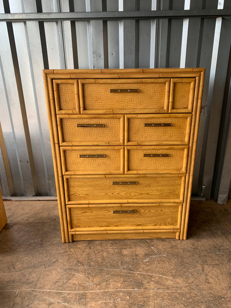 Mid-Century Lea Faux Bamboo & Rattan Chest