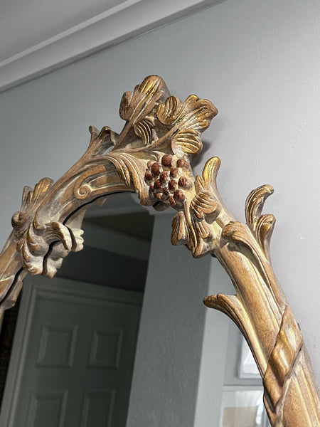 Art Deco Hollywood Regency Oval Ornate Gilt Wall Mirror