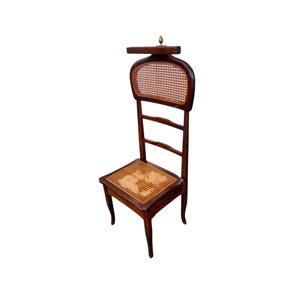Italian Mid Century Modern Gentleman's Clothing Valet Butler Chair Cane Seat MCM