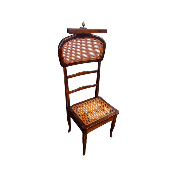 Italian Mid Century Modern Gentleman's Clothing Valet Butler Chair Cane Seat MCM
