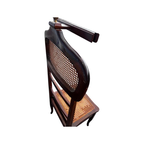 Italian Mid Century Modern Gentleman's Clothing Valet Butler Chair Cane Seat MCM