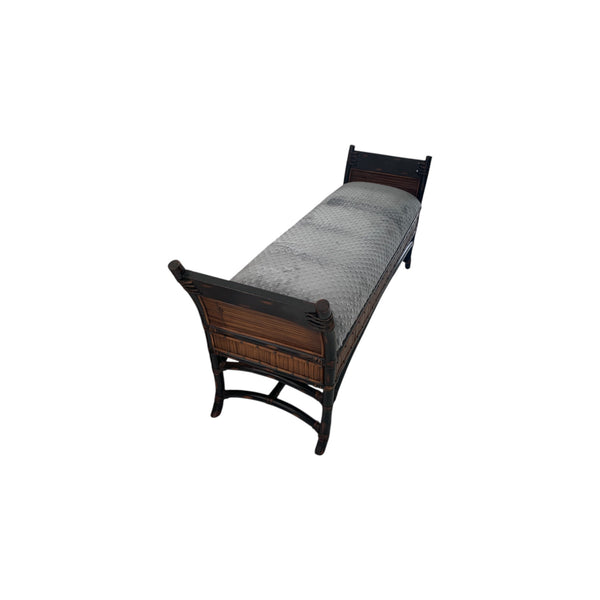 Bamboo and rattan two-tone bed bench