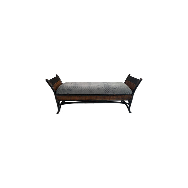 Bamboo and rattan two-tone bed bench