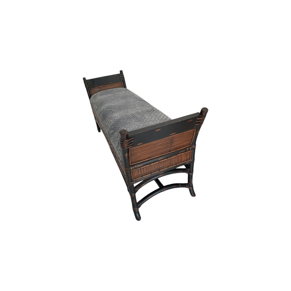 Bamboo and rattan two-tone bed bench