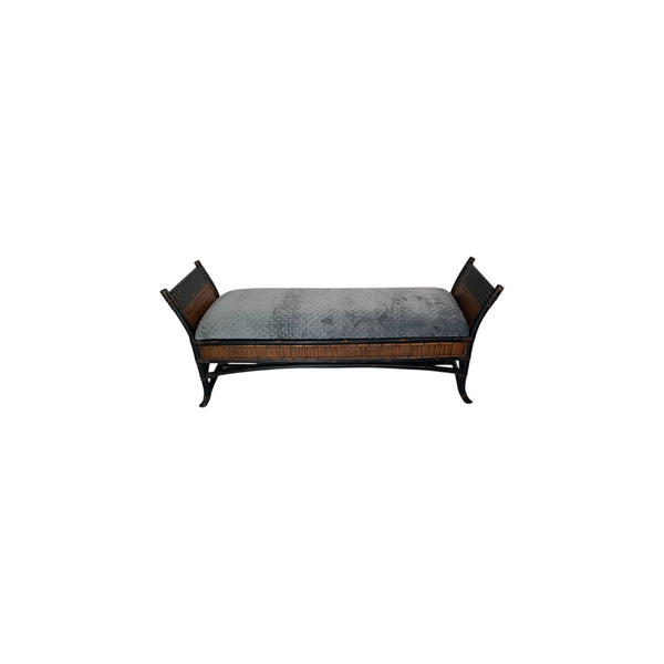 Bamboo and rattan two-tone bed bench