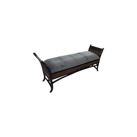 Bamboo and rattan two-tone bed bench